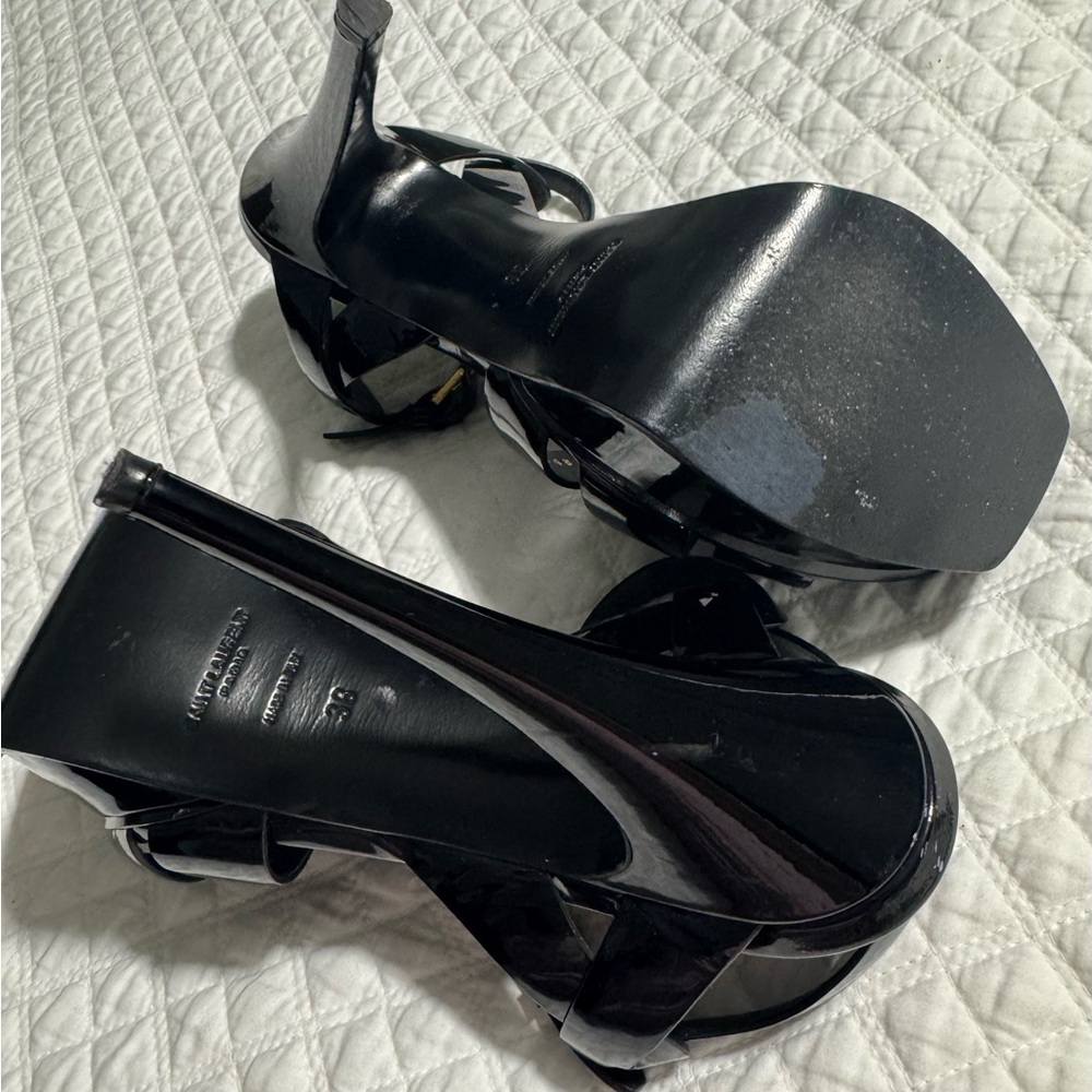 Saint Laurent Black Platform Sandals with Strappy Design - Picture 10 of 14